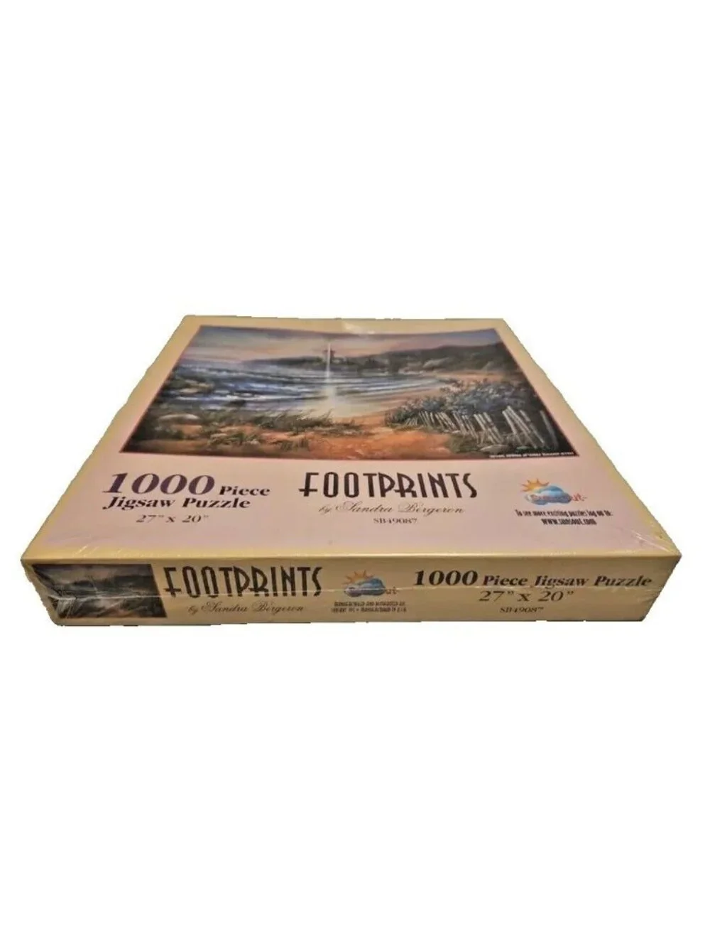 VTG Puzzle Footprints 1000-Pc Jigsaw Sandra Bergeron 27 x 20 Sunset Lighthouse